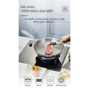 Chảo Inox Cạn Lòng Engler EL3850 nấu trên nhiều loại bếp