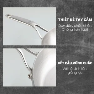kết cấu tay cầm Chảo Inox Cạn Lòng Engler EL3850